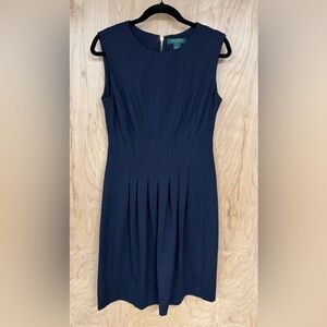 LAUREN RALPH LAUREN SLEEVELESS SLIM FIT PONTE SHEATH DRESS NAVY BLUE SIZE 8